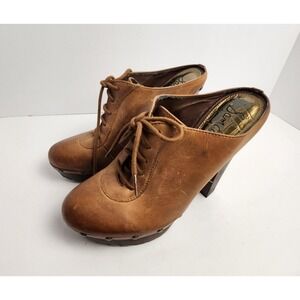 Sam Edelman Women's Lace-up Chunky Leather Mules Brown Size 8M